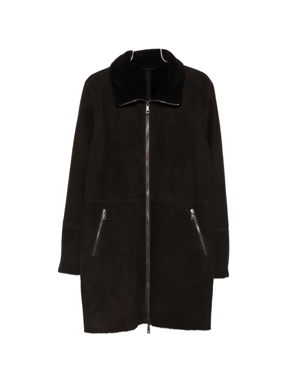 Giorgio Brato shearling-lined suede coat - Marrone