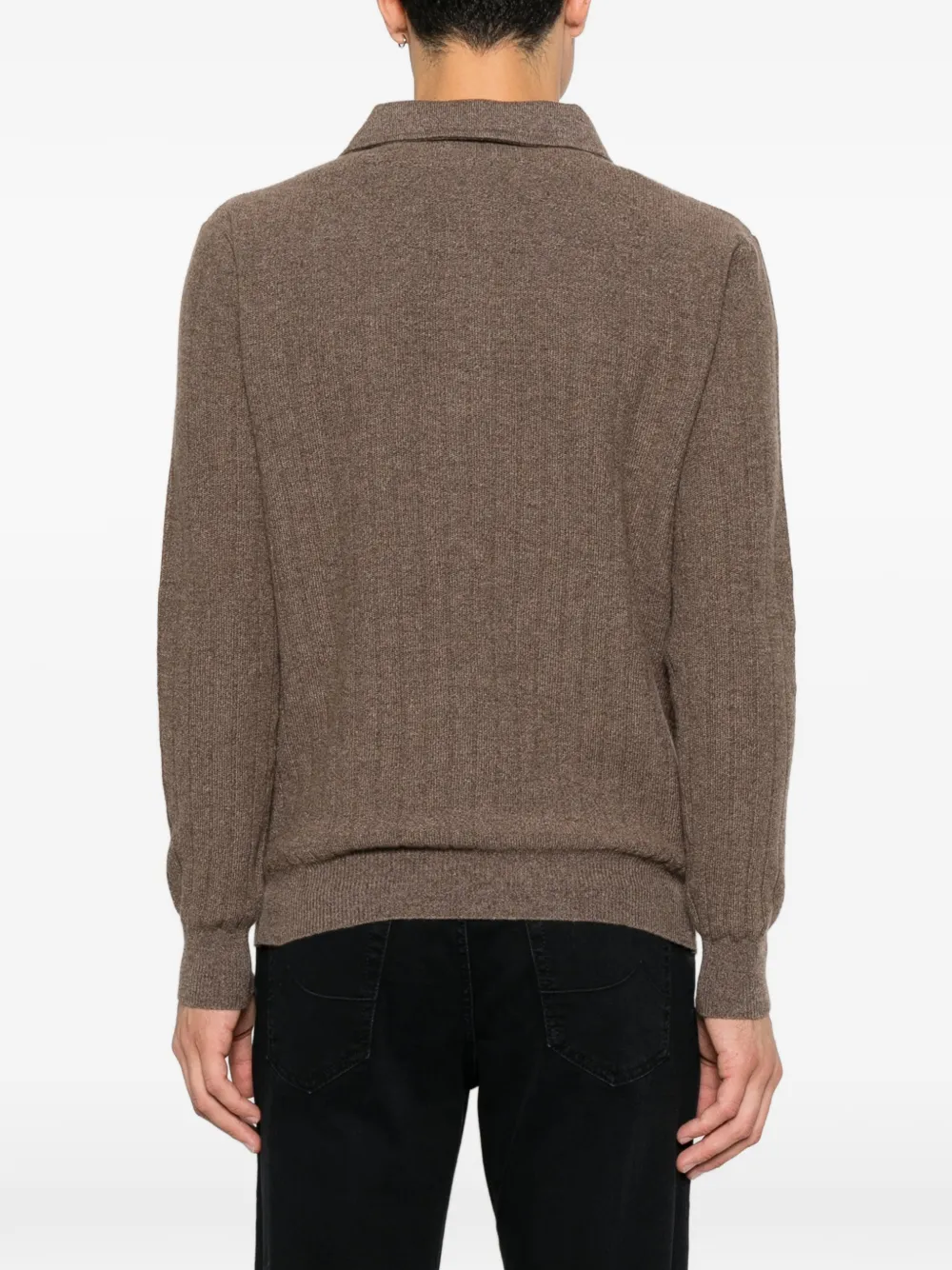 Lardini Ribgebreid poloshirt Bruin