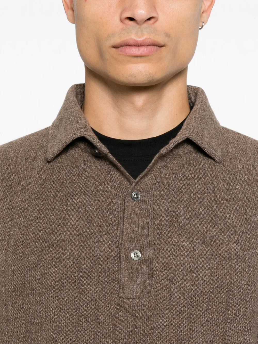 Lardini Ribgebreid poloshirt Bruin