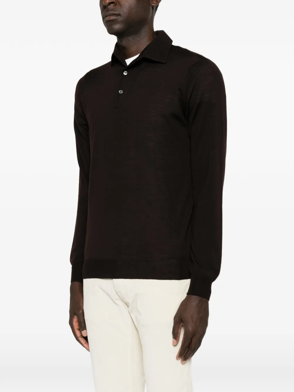 Lardini Poloshirt met lange mouwen Bruin