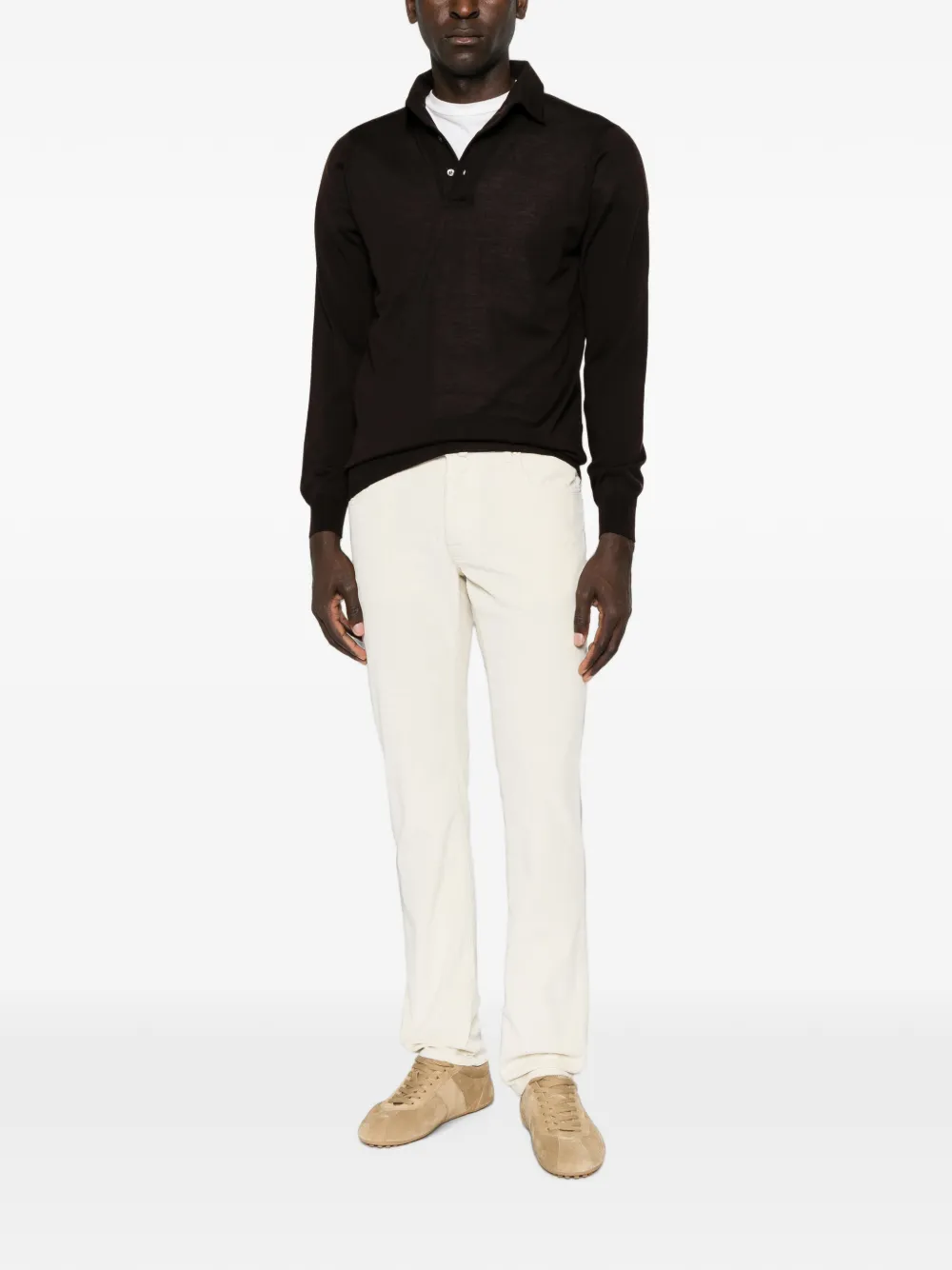 Lardini Poloshirt met lange mouwen Bruin