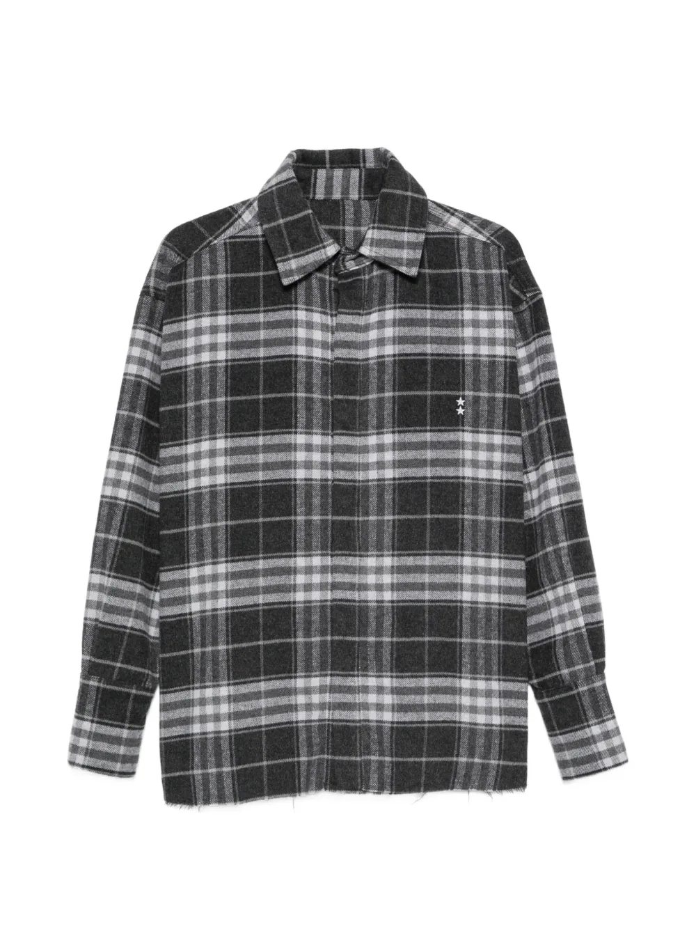 ICON DENIM check-pattern raw-cut shirt - Grau