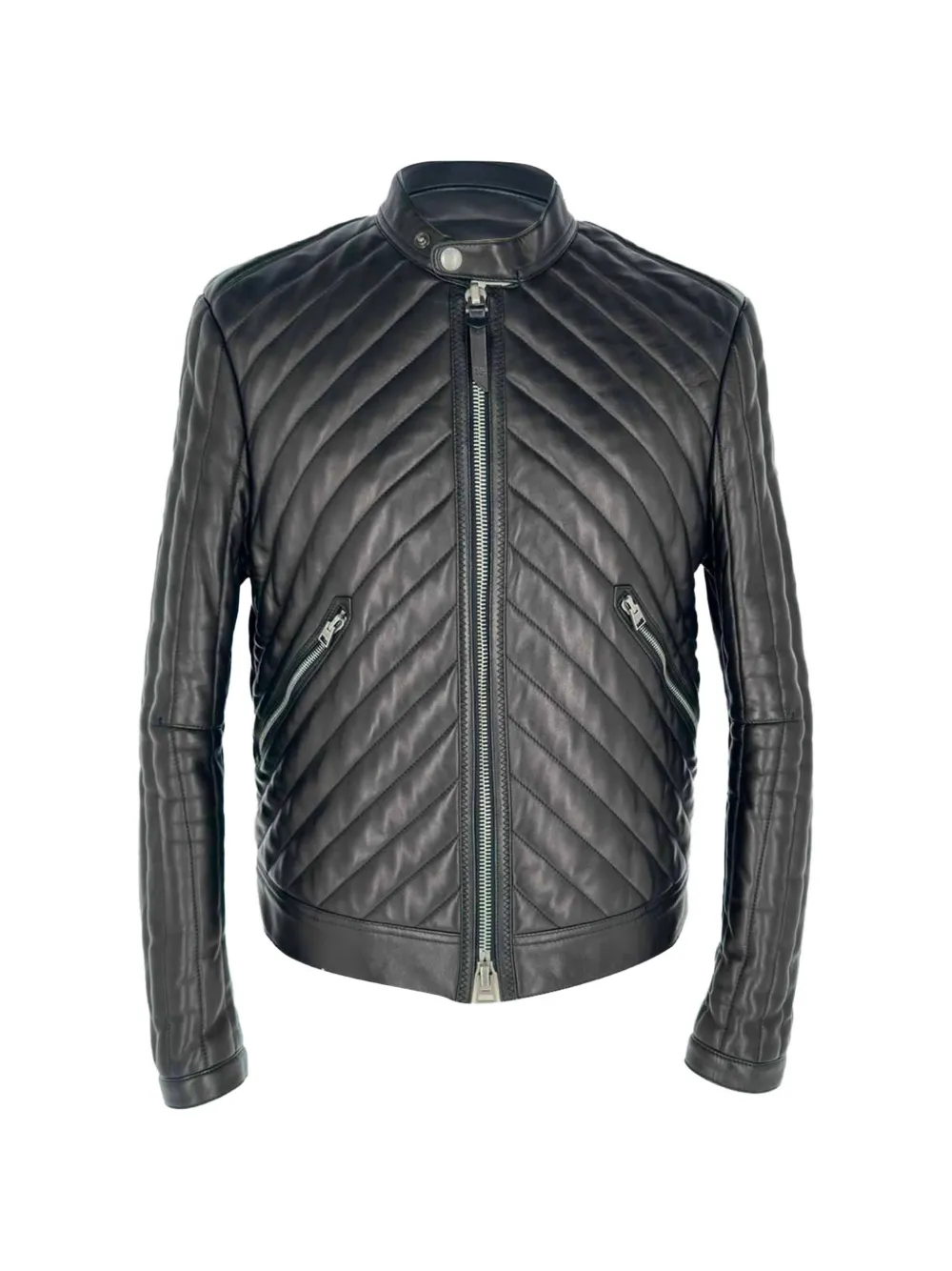 Tom Ford Pre-Owned quilted biker jacket - Schwarz