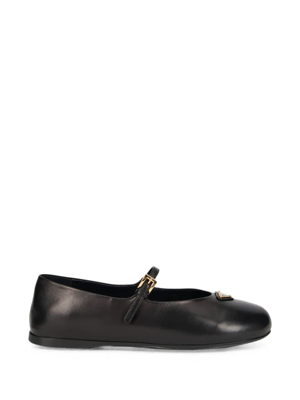 Prada logo-plaque buckle-strap ballet flats - Nero