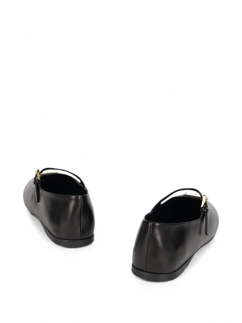 Prada logo-plaque buckle-strap ballet flats Zwart