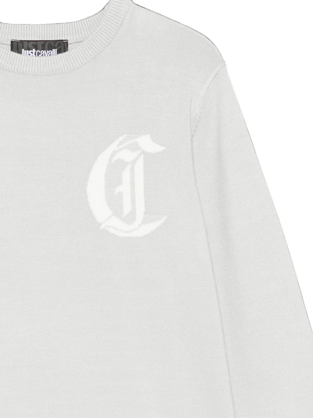 Roberto Cavalli Junior Trui met logoprint en ronde hals Grijs