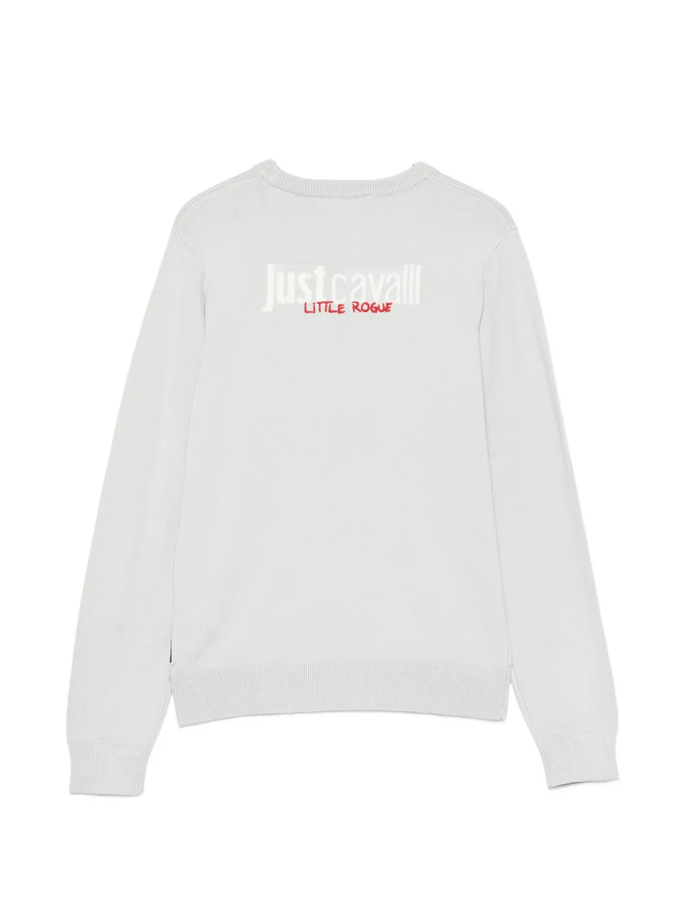 Roberto Cavalli Junior Trui met logoprint en ronde hals Grijs