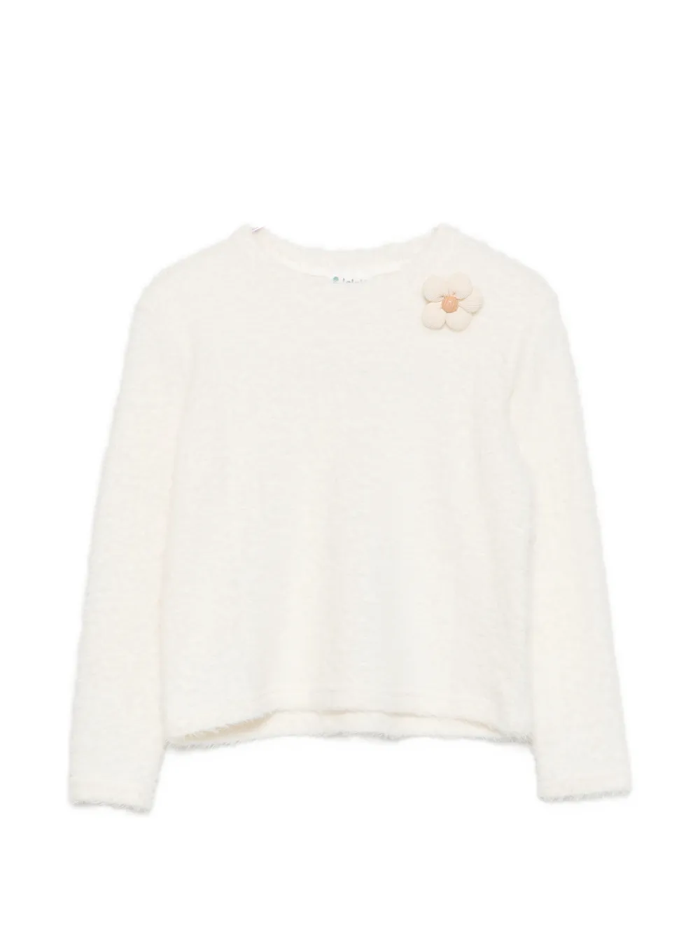 LALALU flower-appliqué sweater - Toni neutri