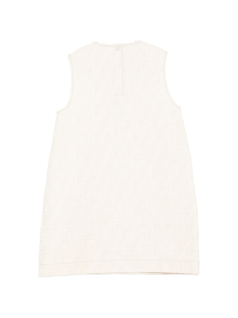 Fendi Kids Mouwloze jurk met FF logo-reliëf Beige