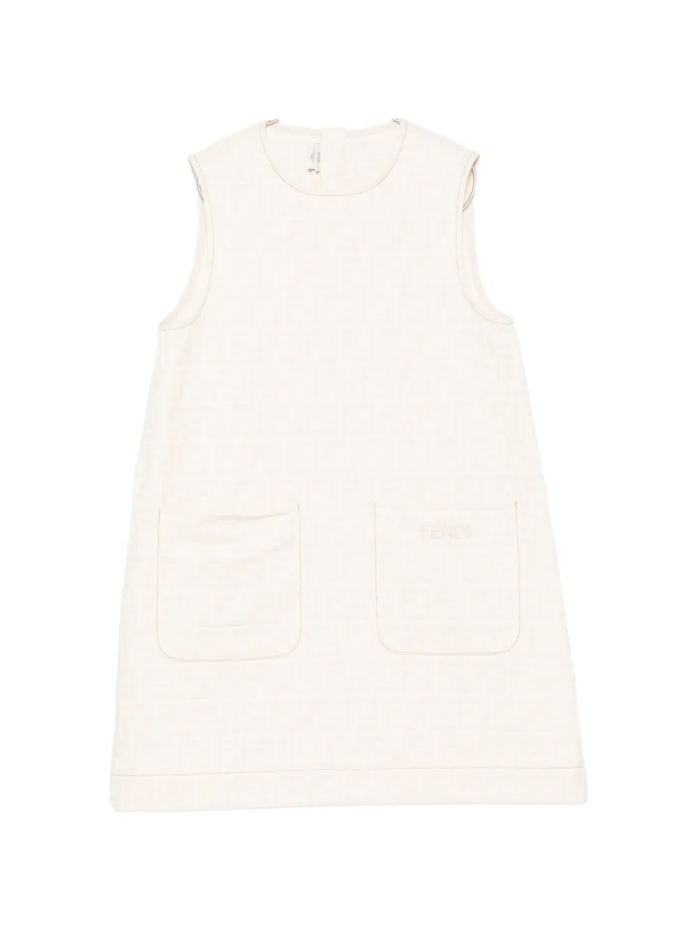 Fendi Kids FF logo-embossed sleeveless dress - Nude