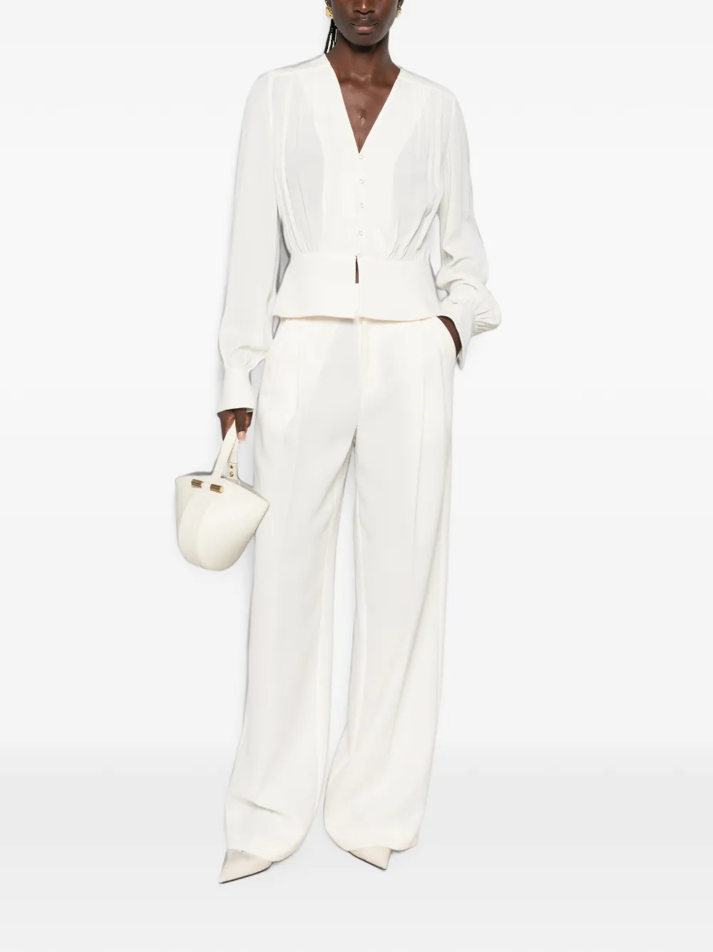 TWINSET Pantalon met wijde pijpen Wit