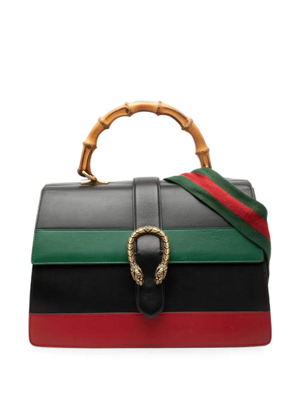 Gucci Pre-Owned 2000-2015 Large Calfskin Bamboo Dionysus Web satchel - Nero