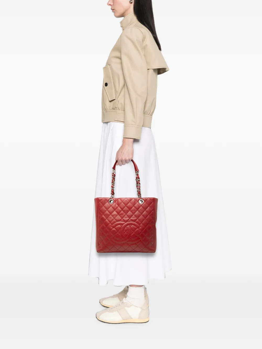 CHANEL Pre-Owned 2012-2013 Caviar Vertical Grand Shopping tote bag - Rot