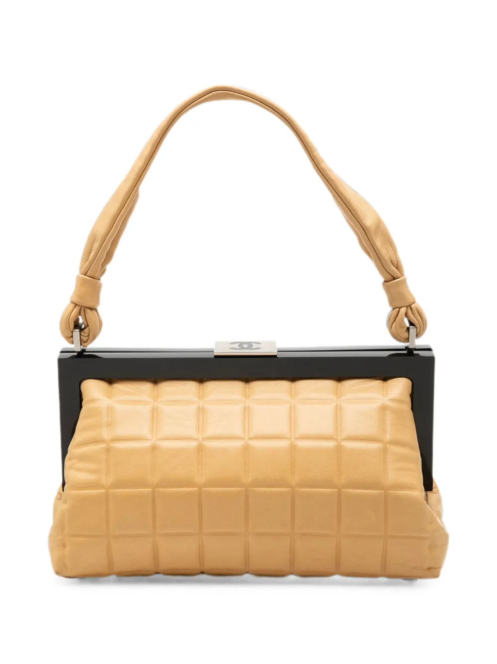 CHANEL Pre-Owned 2002-2003 CC Chocolate Bar Lambskin Frame handbag - Nude