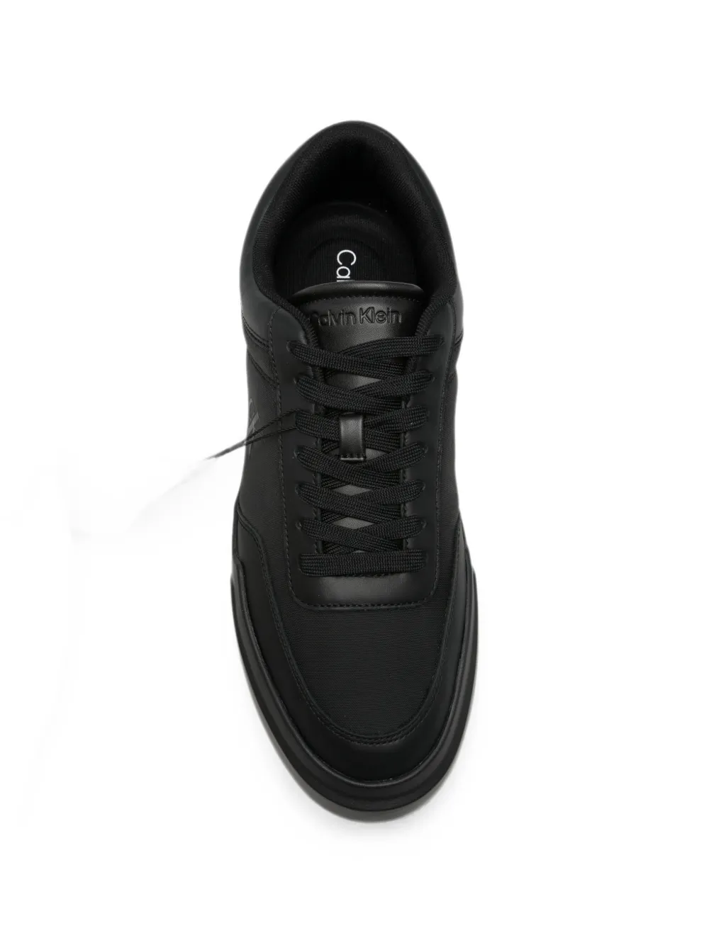 Calvin Klein logo-print leather sneakers Zwart