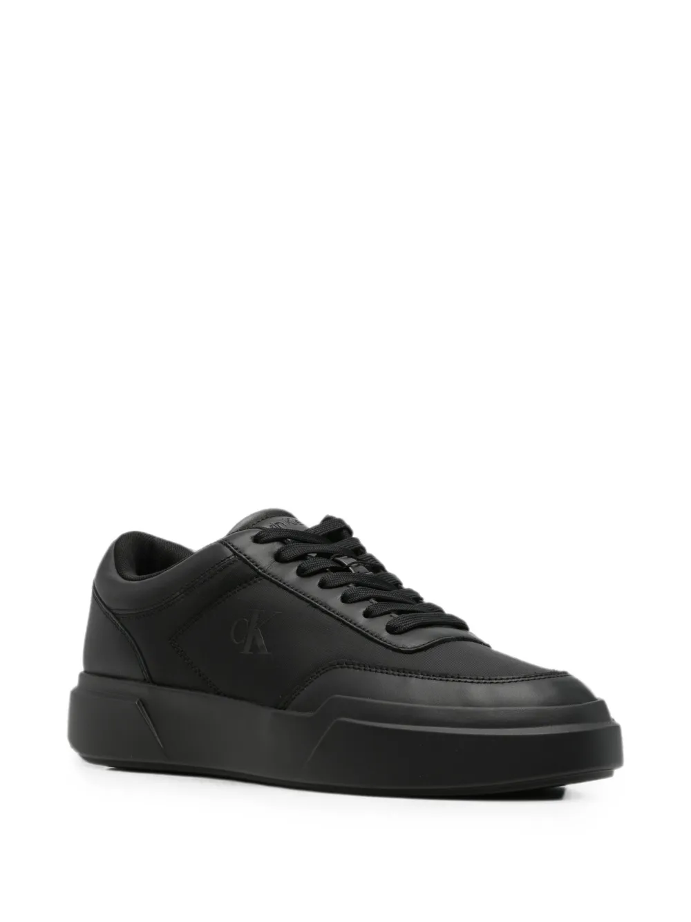 Calvin Klein logo-print leather sneakers Zwart