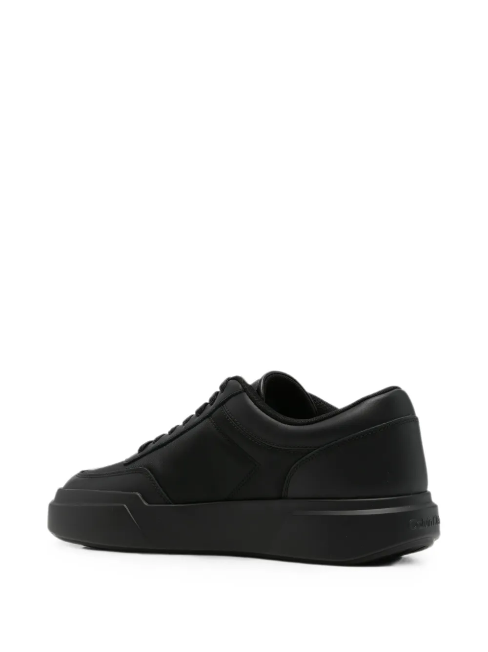 Calvin Klein logo-print leather sneakers Zwart