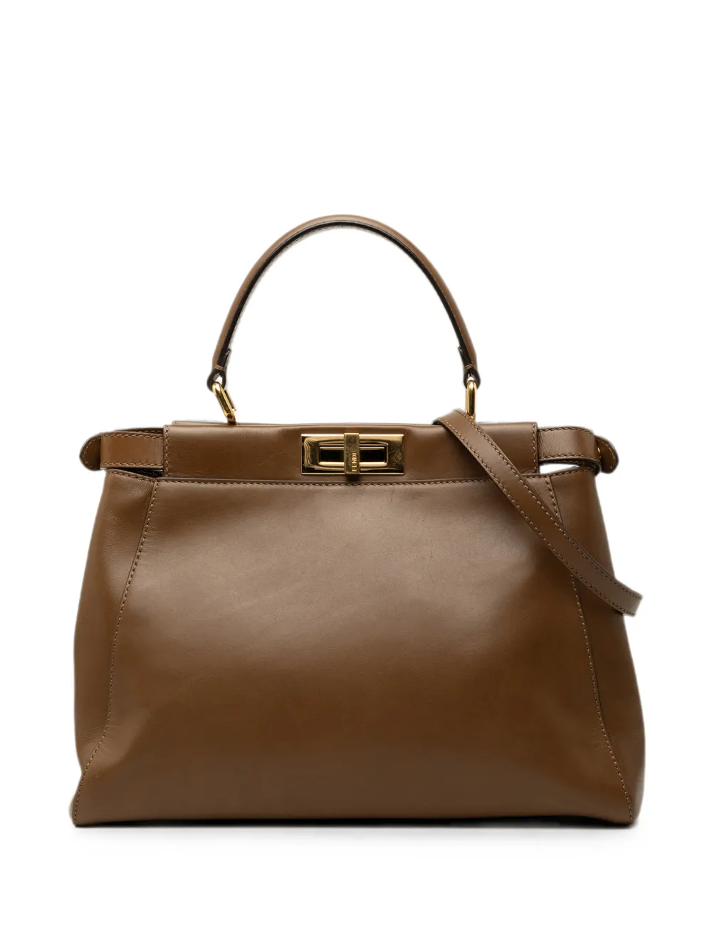 Fendi Pre-Owned 2010-2026 Medium Leather Peekaboo Iconic satchel - Braun