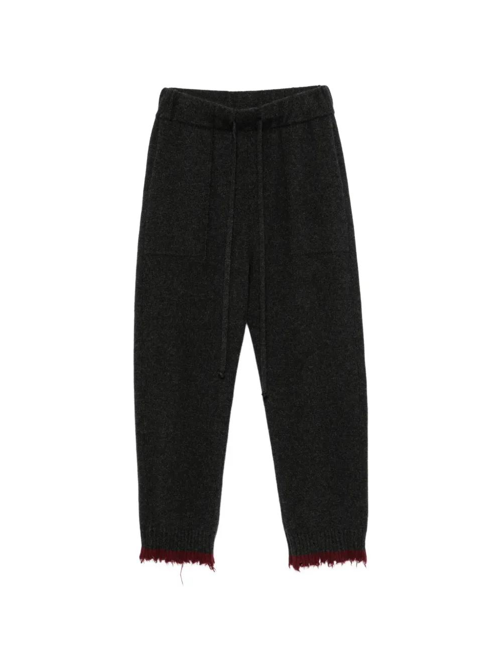 Uma Wang drawstring frayed-hem tapered trousers - Grigio
