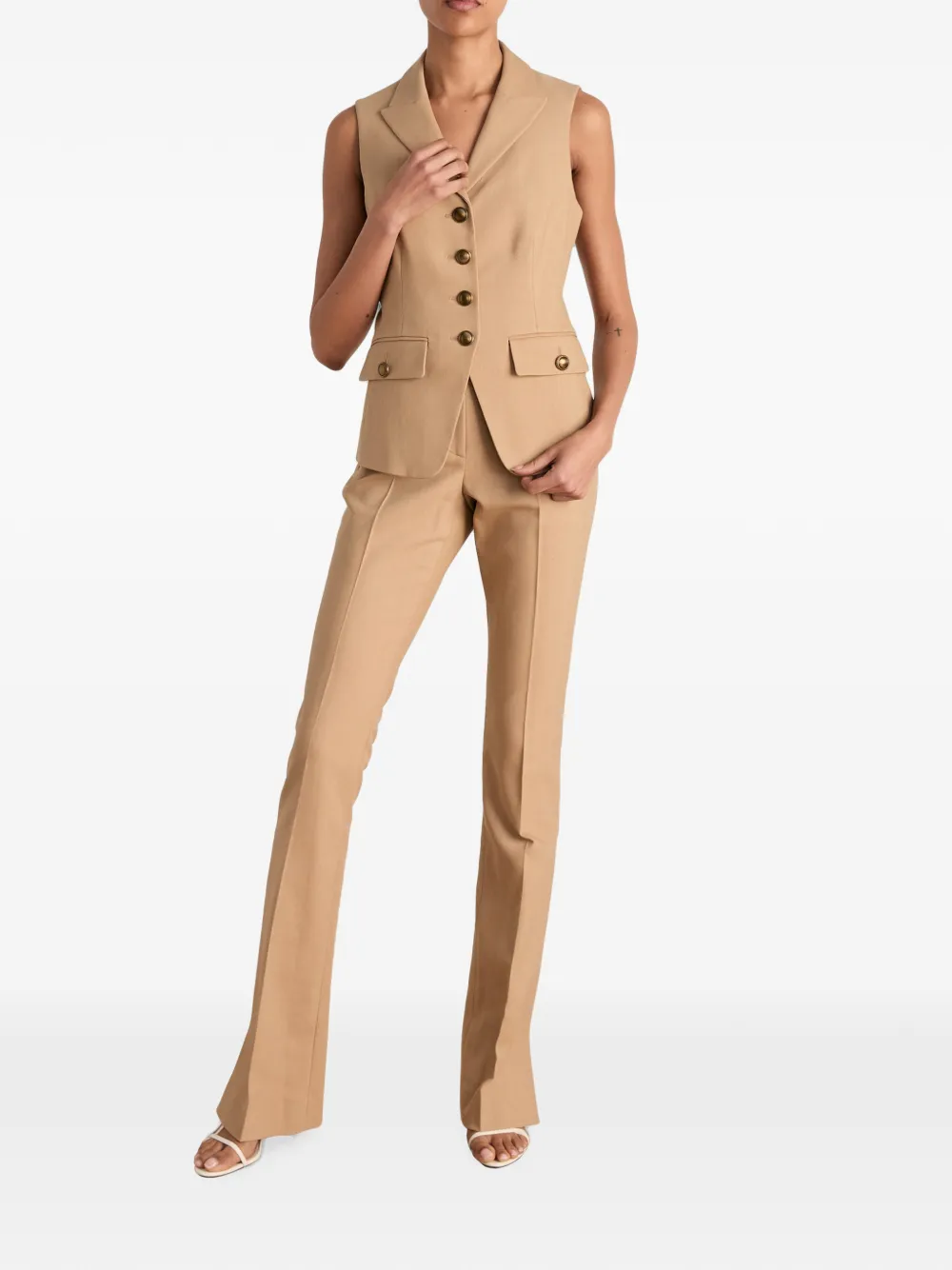 Veronica Beard Benny gilet met knopen Beige