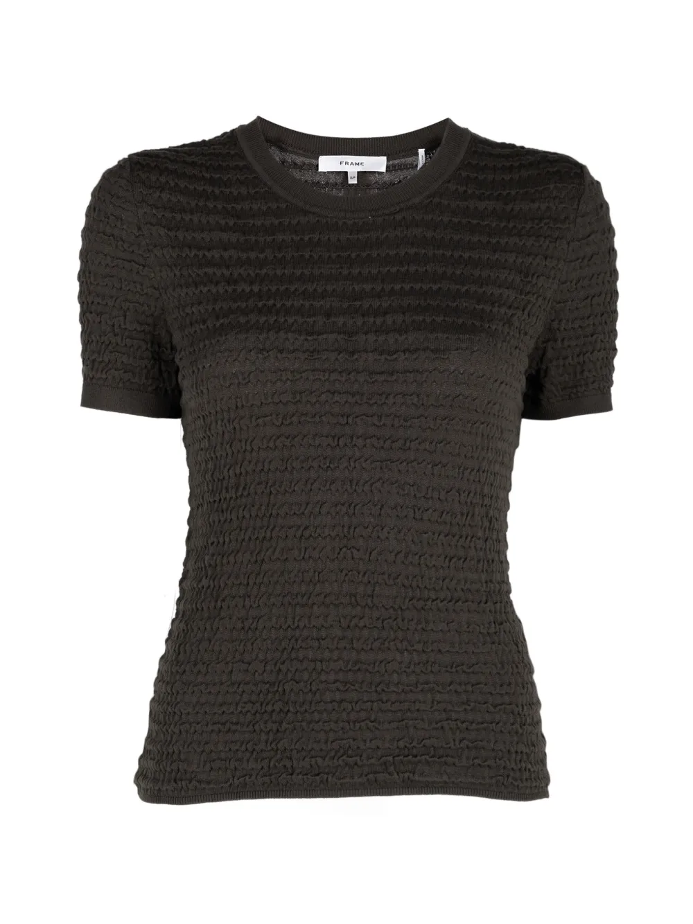 Frame Smocked Short-sleeve Top In Brown