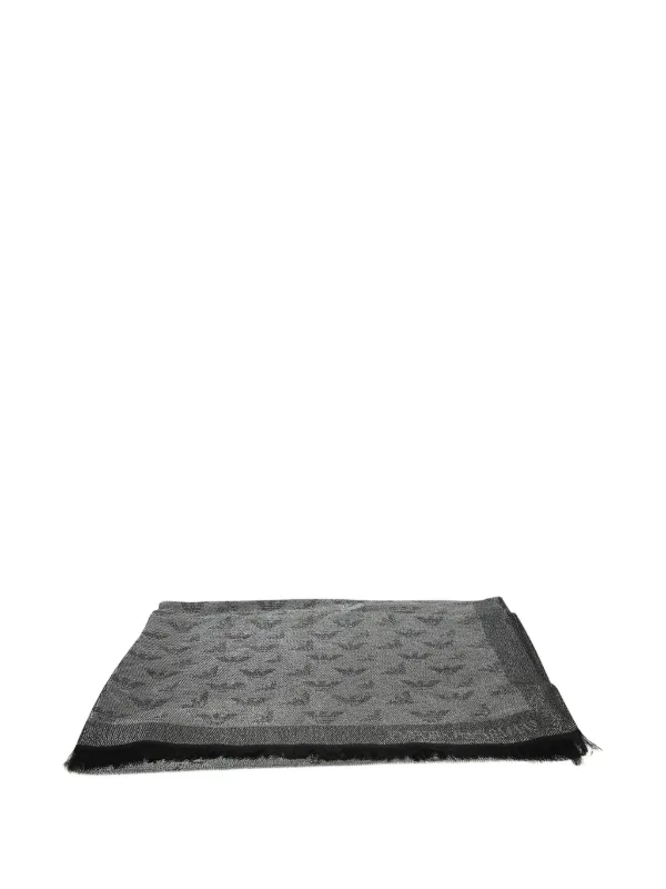 Emporio Armani Jacquard Frayed Scarf in Grey