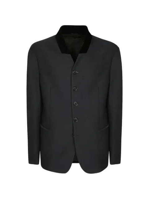 Giorgio Armani velvet-collar textured-finish blazer
