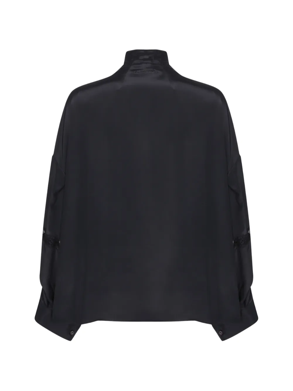 ERMANNO FIRENZE lace-trim pussy-bow blouse Zwart