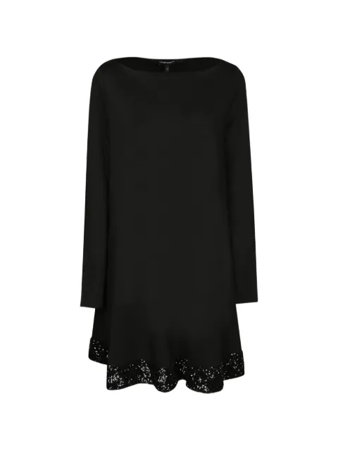 Emporio Armani stretch-viscose jersey dress with boat neck and sequin hem