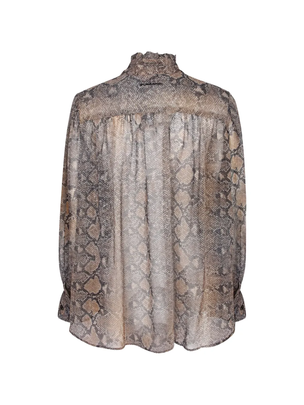 LouLou de Saison Blouse met slangenprint en ruches Bruin