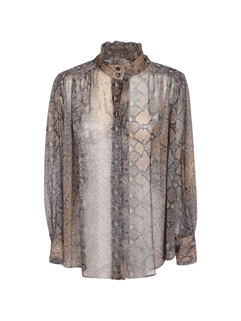 LouLou de Saison snake-print ruffled-collar blouse