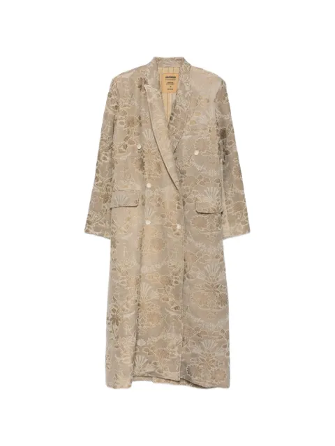 Uma Wang floral-jacquard double-breasted coat
