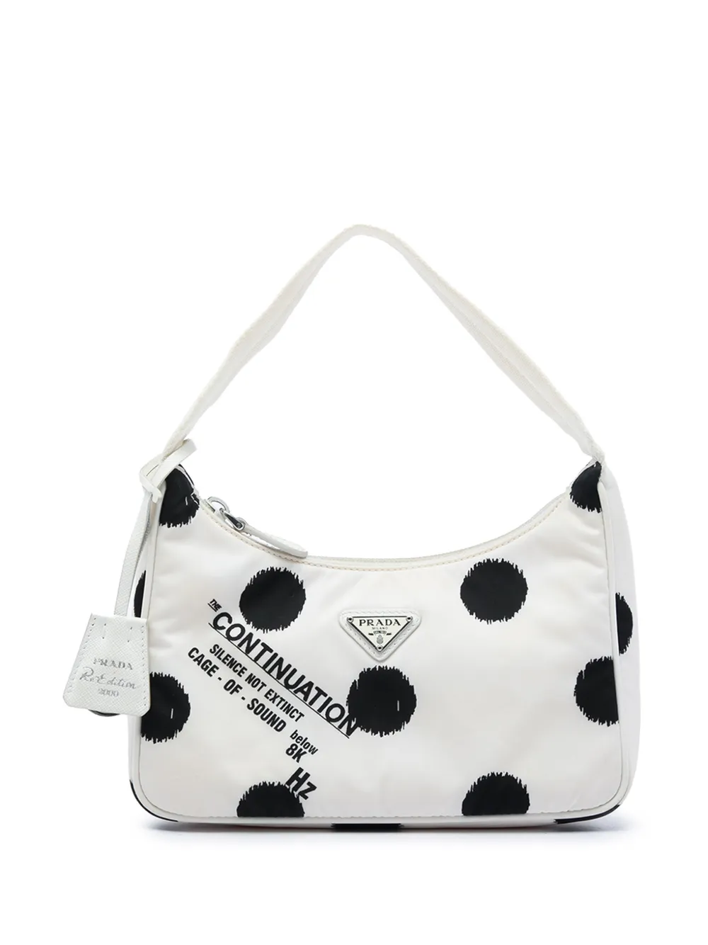 Prada Pre-Owned 2019-2026 Mini Re Nylon Polka Dot Re Edition 2000 shoulder bag - Black