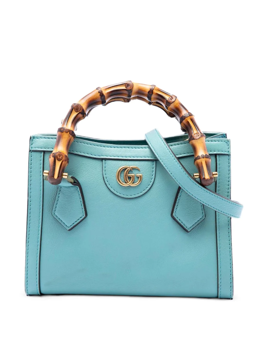 Gucci Pre-Owned 2016-2026 Mini Calfskin Bamboo Diana satchel - Blu