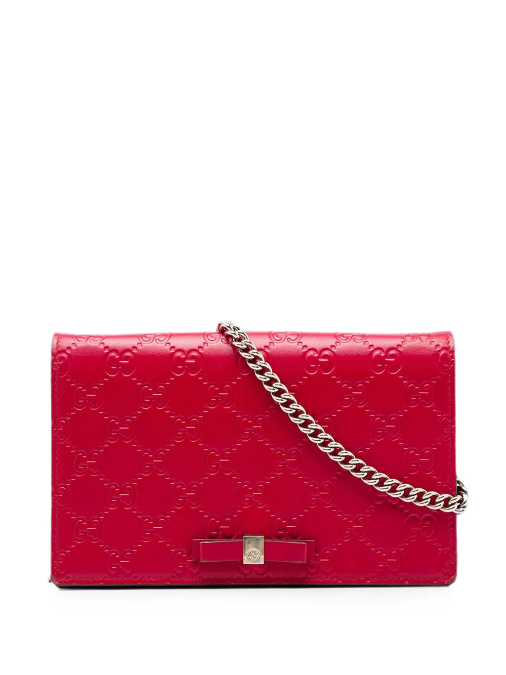 Gucci Pre-Owned 2000-2015 Mini Guccissima Bow Signature Wallet On Chain crossbody bag - Rot