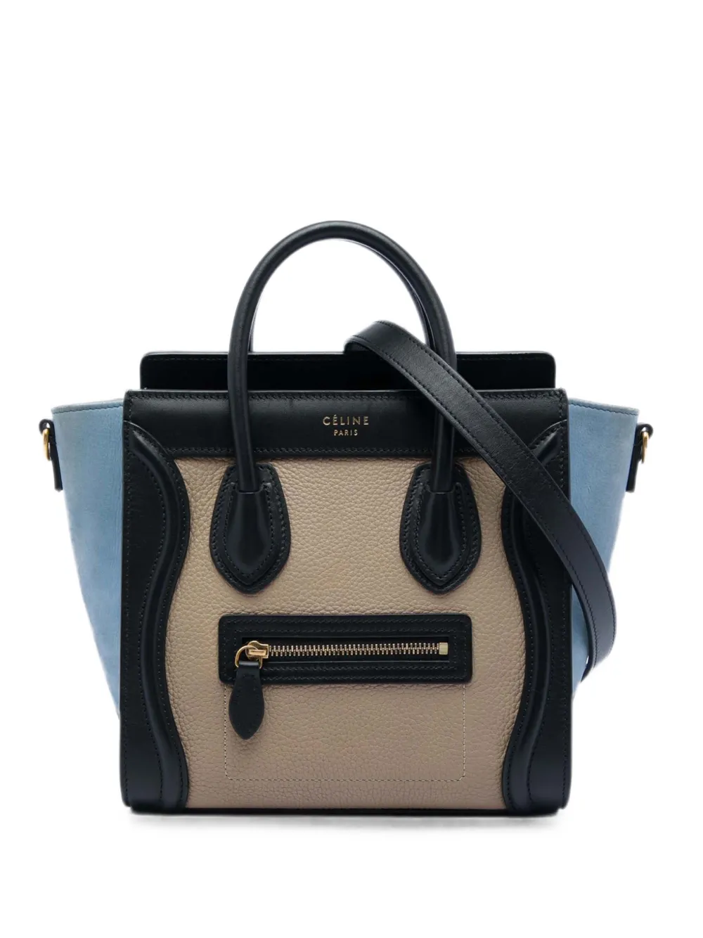 Celine Pre-Owned 2017 Nano Tricolor Leather Luggage Tote satchel - Nude
