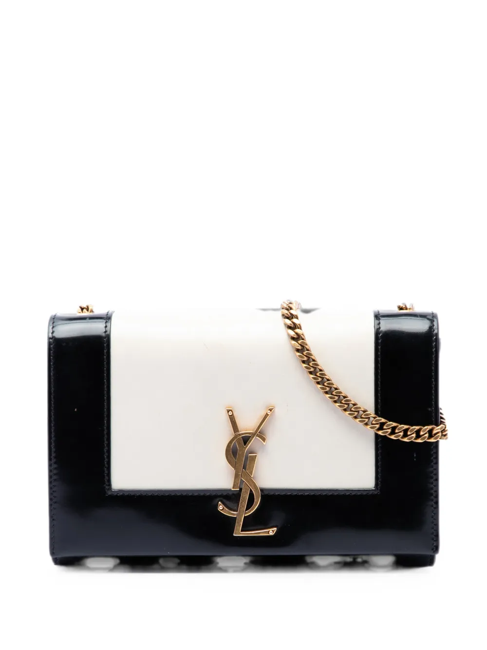 Saint Laurent Pre-Owned 2023 Small Bicolor Lambskin and Patent Monogram Kate Chain shoulder bag - Nero