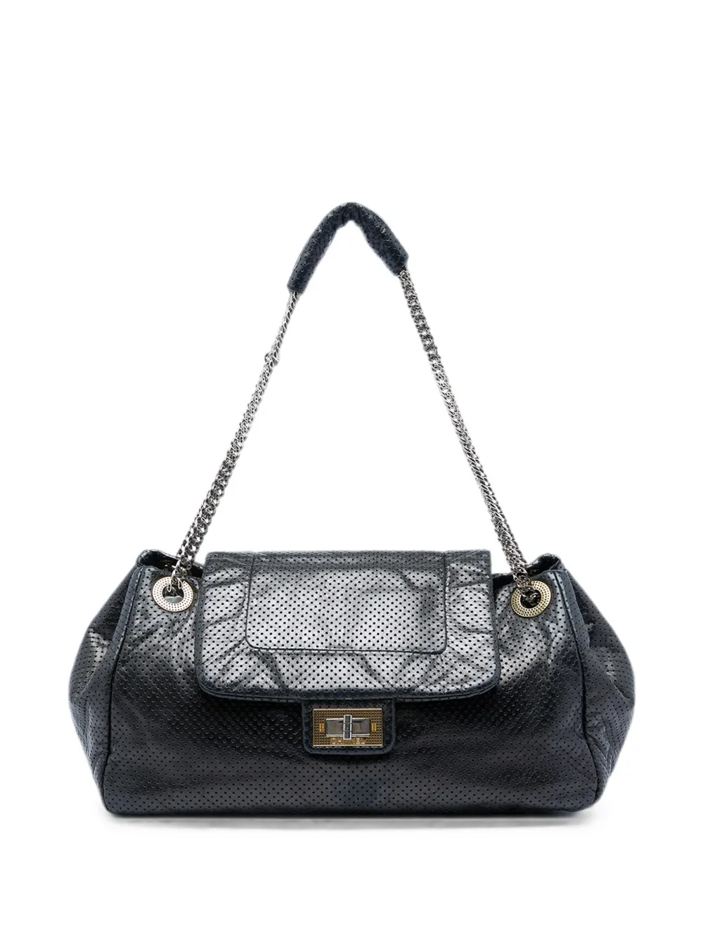 CHANEL Pre-Owned 2008-2009 Perforated Calfskin Reissue 2.55 Drill Accordion Flap shoulder bag - Nero