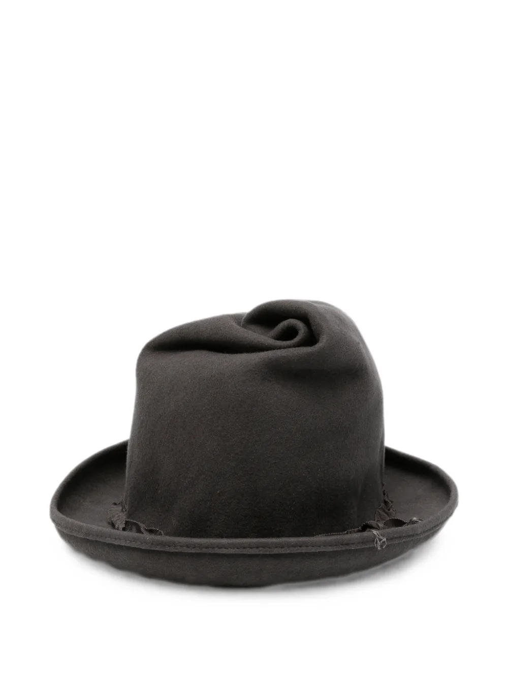 Yohji Yamamoto ruffled-trim fedora hat - Grau