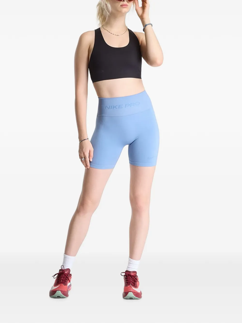 Nike Pro Seamless Dri-FIT high-waist bikershorts Blauw