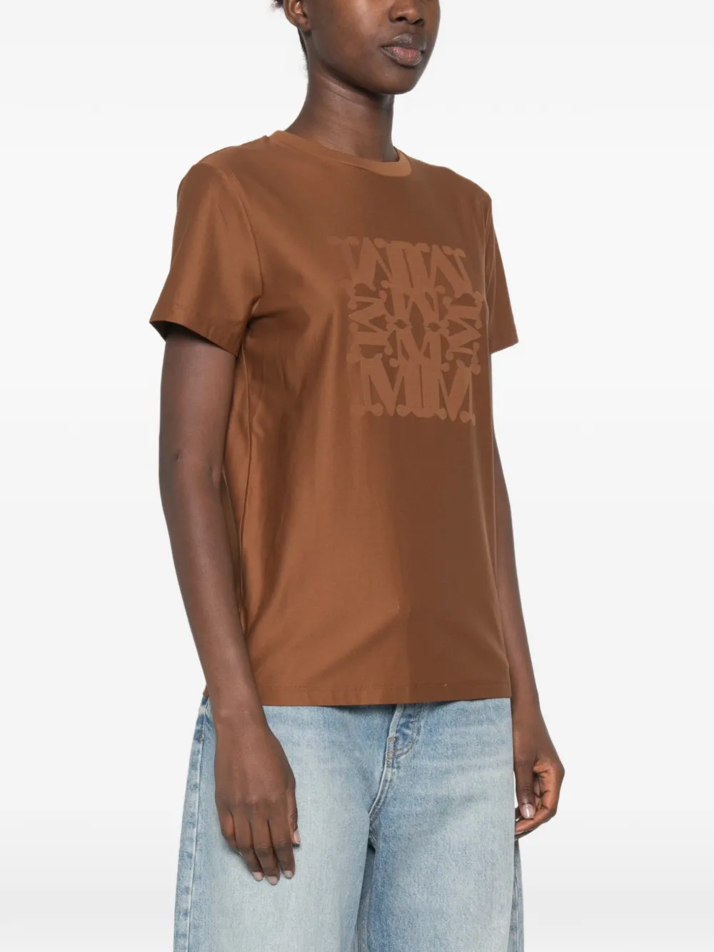 Max Mara Panfilo T-shirt met korte mouwen en logoprint Bruin