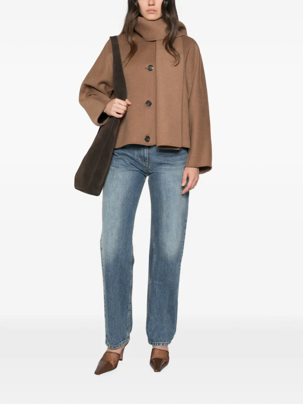'S Max Mara Button-up jack met sjaaldetail Bruin