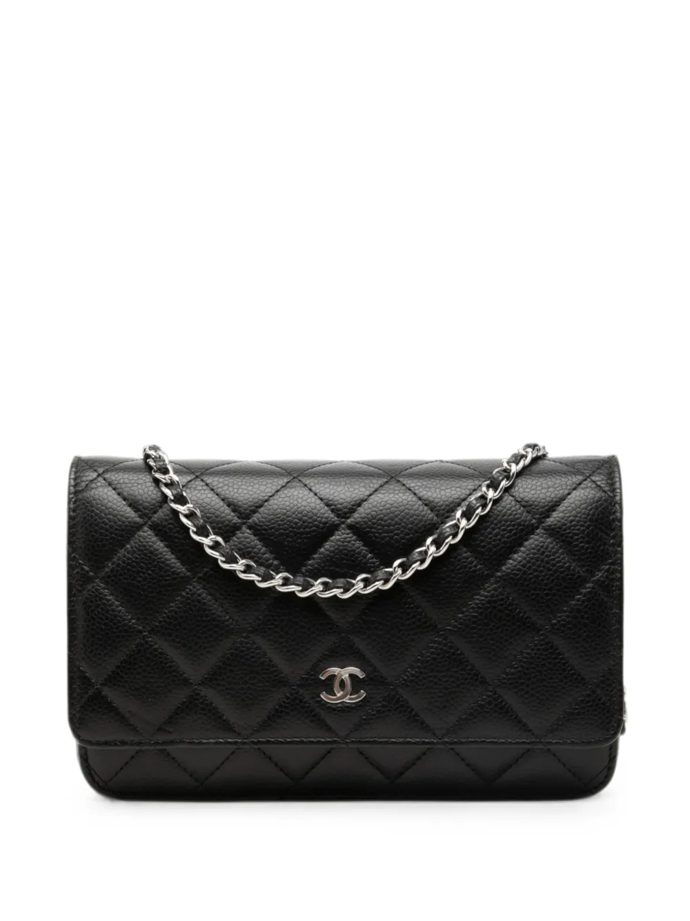 CHANEL Pre-Owned 2021-2026 CC Quilted Caviar Wallet on Chain crossbody bag - Nero