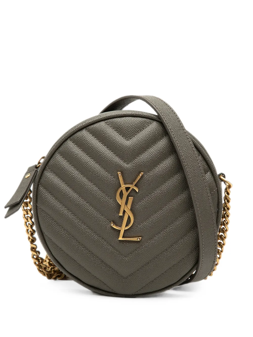 Saint Laurent Pre-Owned 2020 Chevron Grain De Poudre Round Vinyle Camera Bag crossbody bag - Grigio