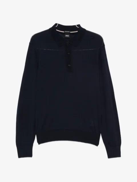 BOSS polo-collar long-sleeve sweater
