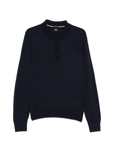 BOSS polo-collar long-sleeve sweater