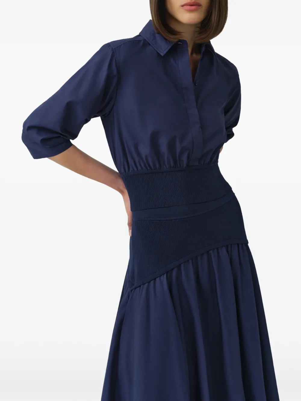 SIMKHAI Stiles blouse met geribbelde taille Blauw