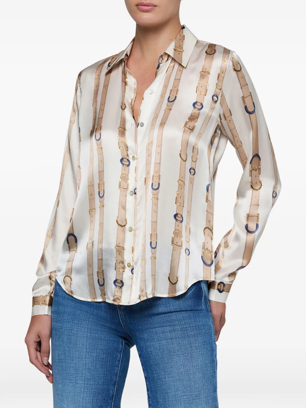 L'Agence Tyler blouse met riemprint Beige