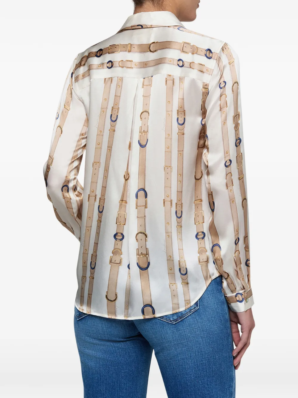 L'Agence Tyler blouse met riemprint Beige