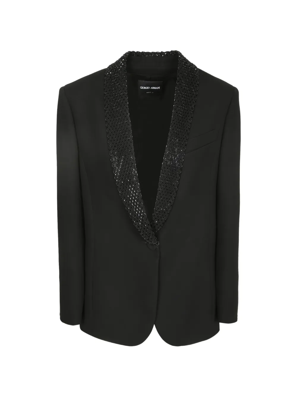 Giorgio Armani bead-embellished shawl-lapel blazer - Schwarz